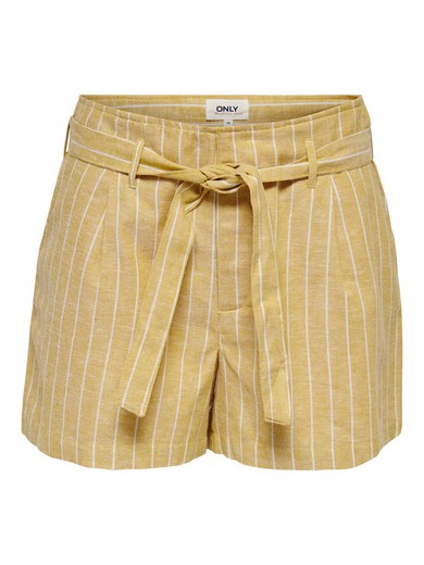 Nur Golden Spice Belted Striped Shorts