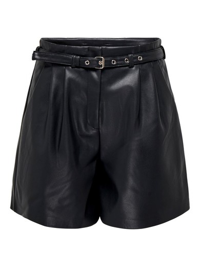 Shorts polipiel con cinturón Only Black