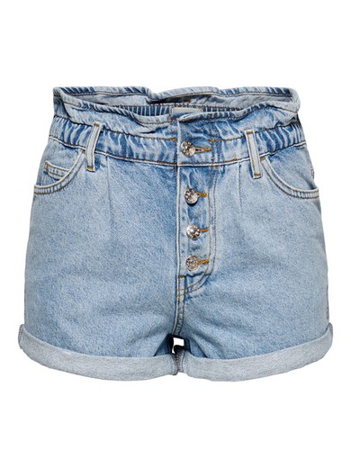 Shorts tejano con goma arrugada Only Light Blue Den