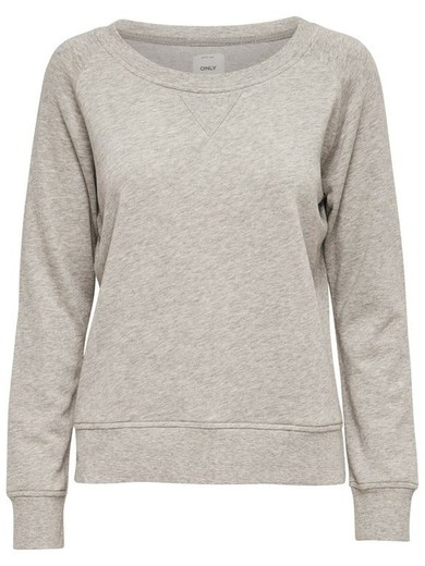 Sudadera básica cuello redondo lisa Only Light Grey Mela