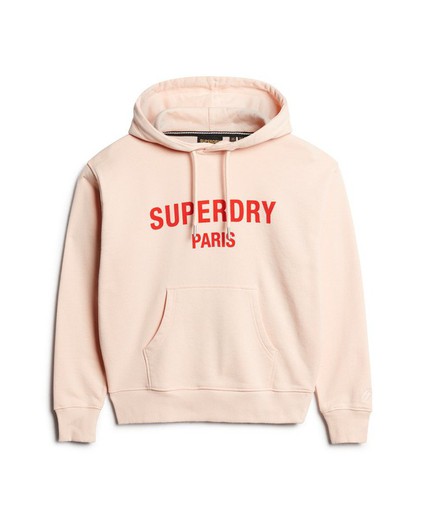 Sudadera con capucha letras branding flocado Superdry Mauve