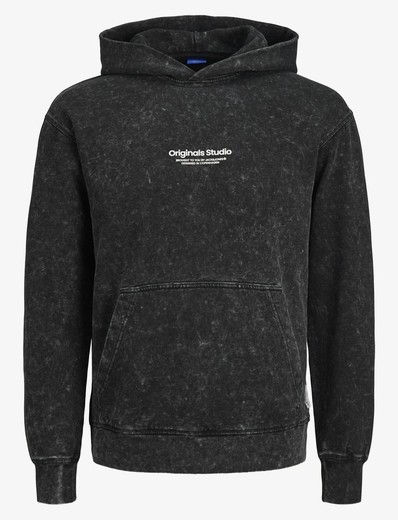 Sudadera con capucha y con efecto delavado Jack & Jones Black