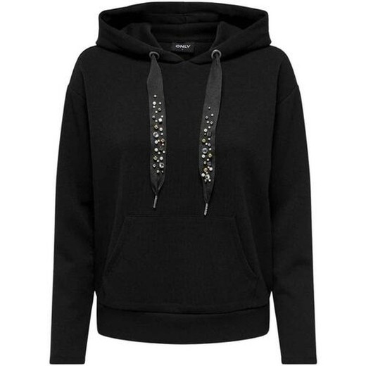 Sudadera corta con capucha y cordón piedras Only Black