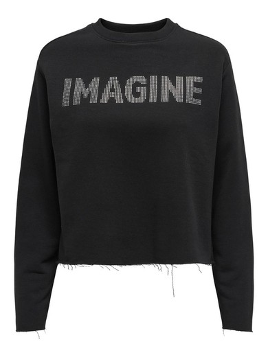 Sudadera corta oversize Imagine Only Black