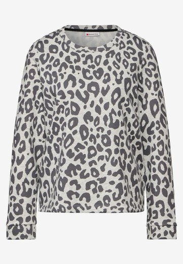 Sudadera de cuello redondo animal print Street One Grey