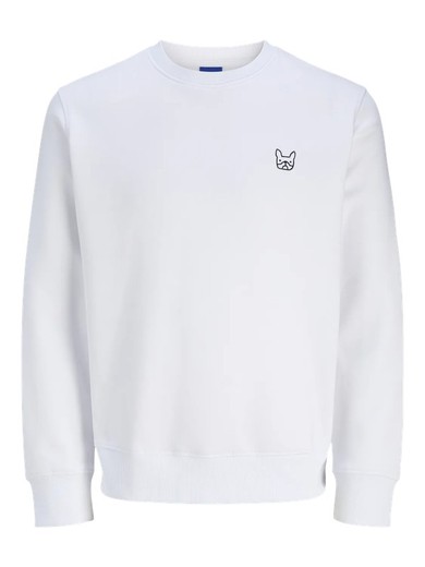 Sudadera de cuello redondo con pequeño bordado en el pecho Jack & Jones White