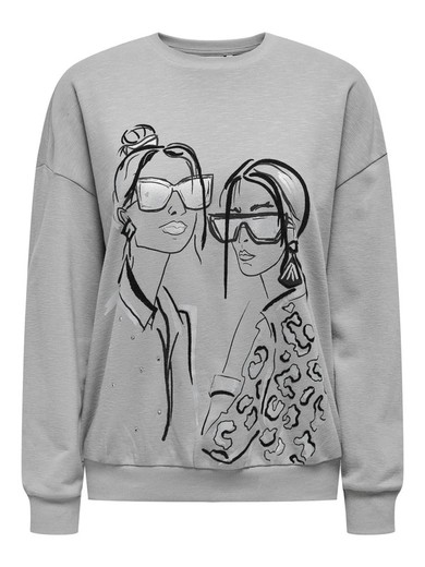 Sudadera de cuello redondo faces & sunglasses Only Cool Grey