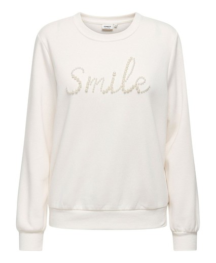 Sudadera de cuello redondo "Smile" Only Cloud Dancer