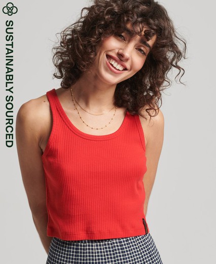 Top corto canalé Superdry Red