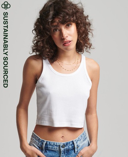 Top corto canalé Superdry White
