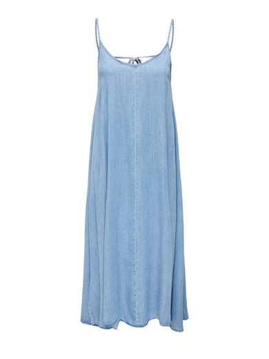 Vestido largo de tirante fino Only Light Blue Den