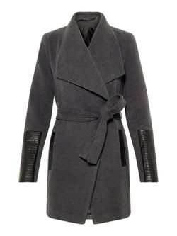 Abrigo 3/4 combinado polipiel Vero Moda Dark Grey Mela