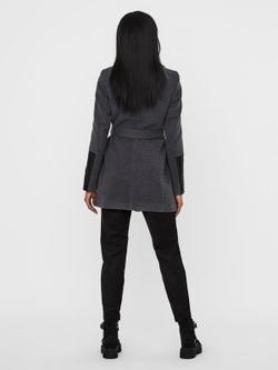 Abrigo 3/4 combinado polipiel Vero Moda Dark Grey Mela
