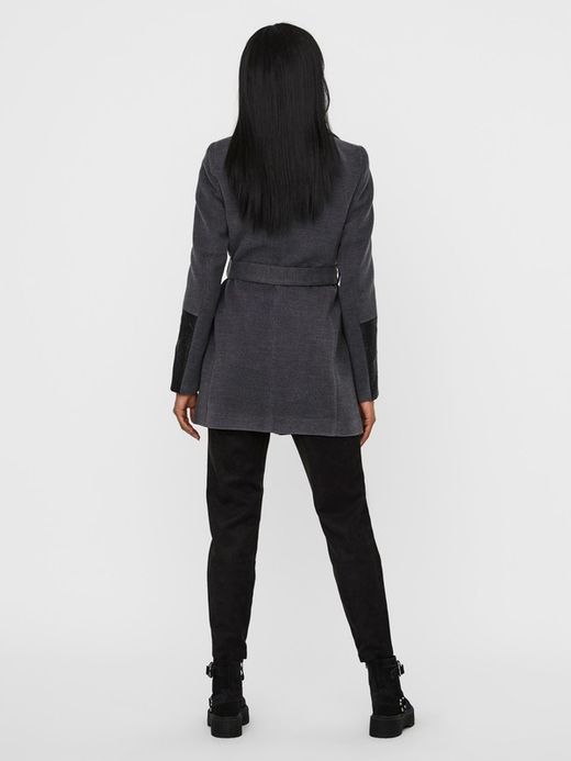 Abrigo 3/4 combinado polipiel Vero Moda Dark Grey Mela
