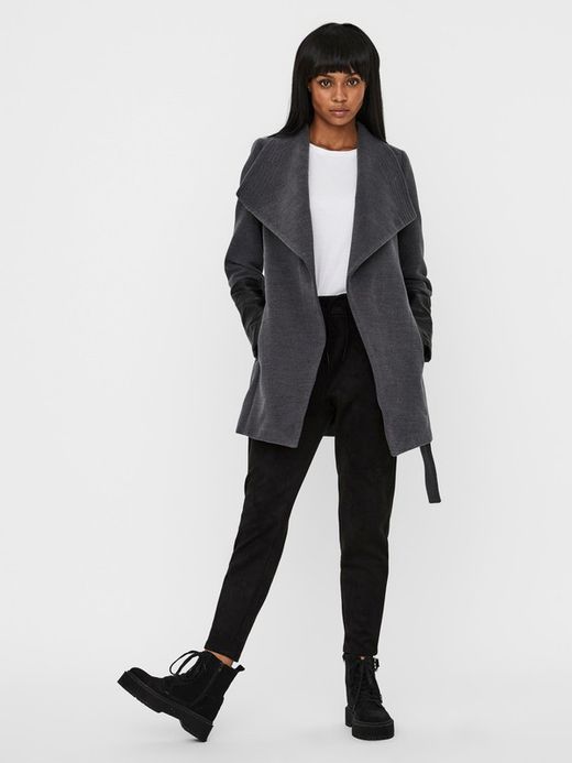 Abrigo 3/4 combinado polipiel Vero Moda Dark Grey Mela