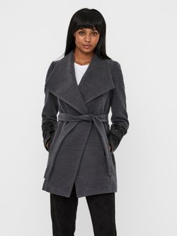 Abrigo 3/4 combinado polipiel Vero Moda Dark Grey Mela