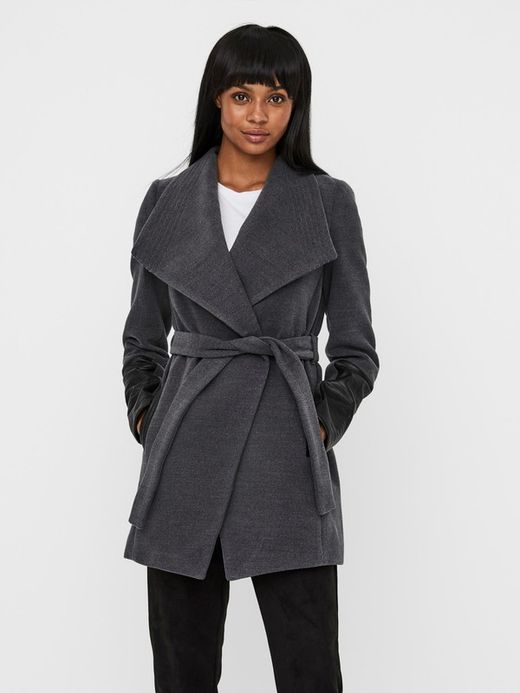 Abrigo 3/4 combinado polipiel Vero Moda Dark Grey Mela