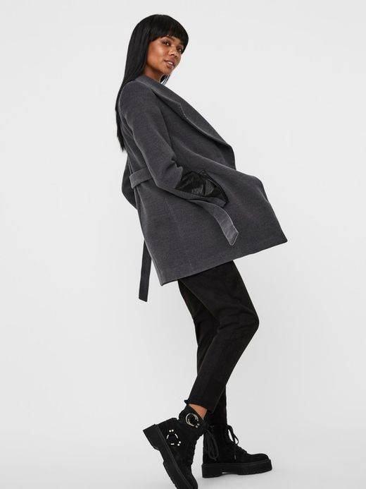Abrigo 3/4 combinado polipiel Vero Moda Dark Grey Mela