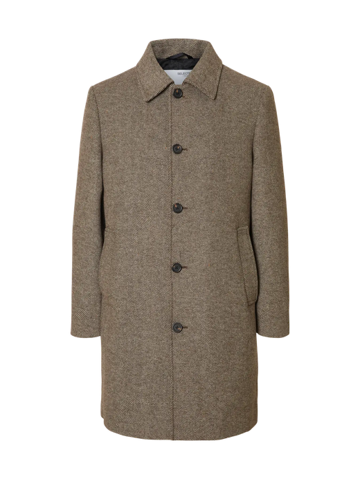 Abrigo 3/4 con botones jaspeado Selected Demitasse