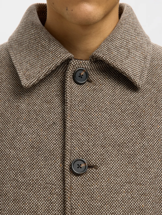 Abrigo 3/4 con botones jaspeado Selected Demitasse