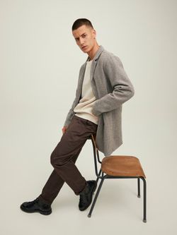 Abrigo 3/4 con cuadro pequeño Jack & Jones Brown