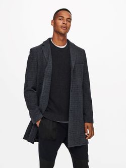 Abrigo 3/4 con cuadro pequeño Only & Sons Blue