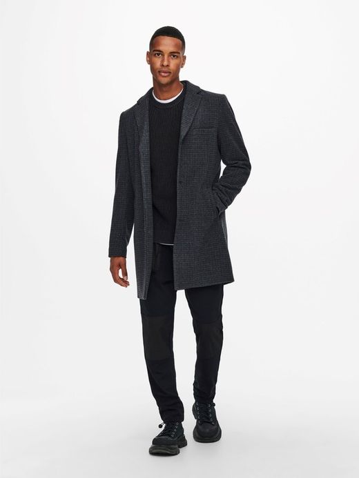 Abrigo 3/4 con cuadro pequeño Only & Sons Blue