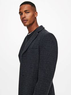 Abrigo 3/4 con cuadro pequeño Only & Sons Blue