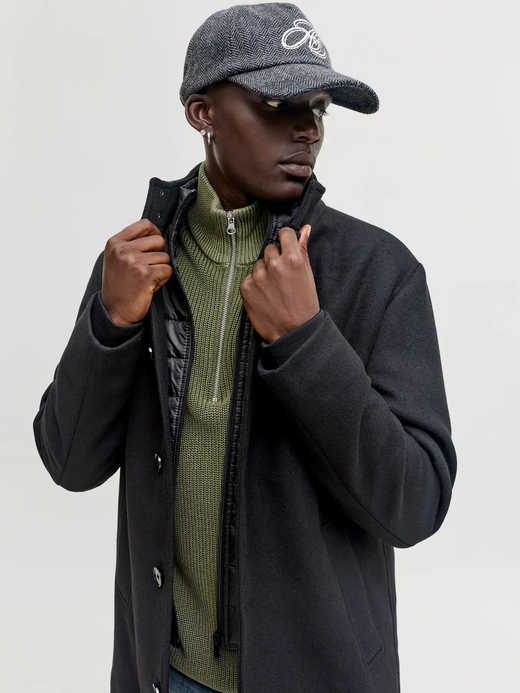 Abrigo 3/4 con detalle chaleco alcochado Jack & Jones Black