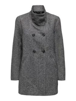 Abrigo 3/4 cruzado jaspeado Only Dark Grey Mela