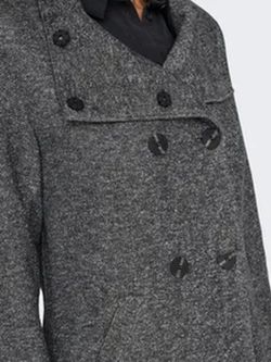 Abrigo 3/4 cruzado jaspeado Only Dark Grey Mela