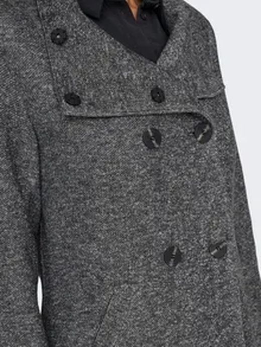 Abrigo 3/4 cruzado jaspeado Only Dark Grey Mela
