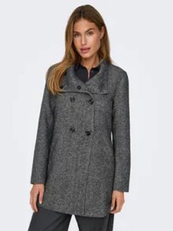 Abrigo 3/4 cruzado jaspeado Only Dark Grey Mela