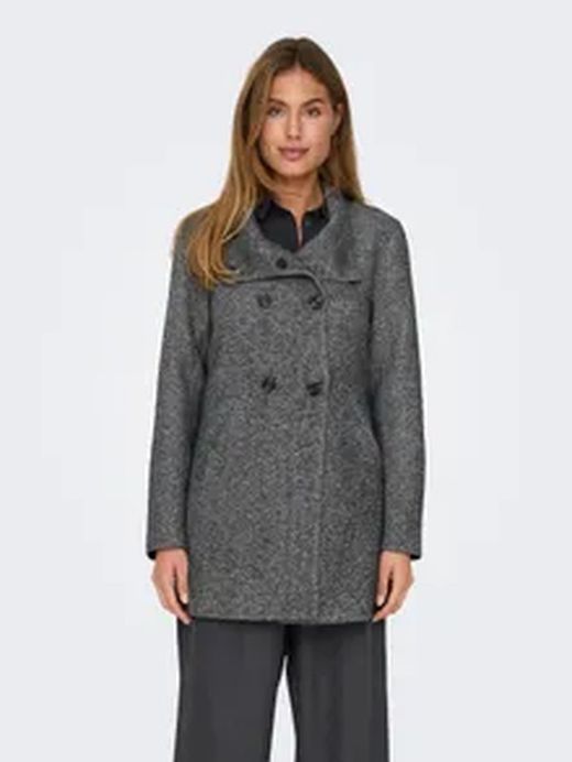 Abrigo 3/4 cruzado jaspeado Only Dark Grey Mela