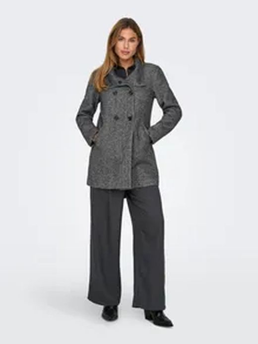 Abrigo 3/4 cruzado jaspeado Only Dark Grey Mela