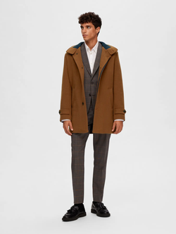 Abrigo 3/4 entallado liso Selected Camel