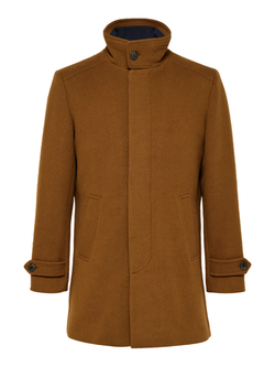 Abrigo 3/4 entallado liso Selected Camel