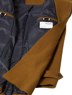 Abrigo 3/4 entallado liso Selected Camel