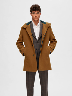 Abrigo 3/4 entallado liso Selected Camel
