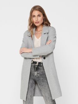 Abrigo 3/4 fino con bolsillos Only Medium Grey