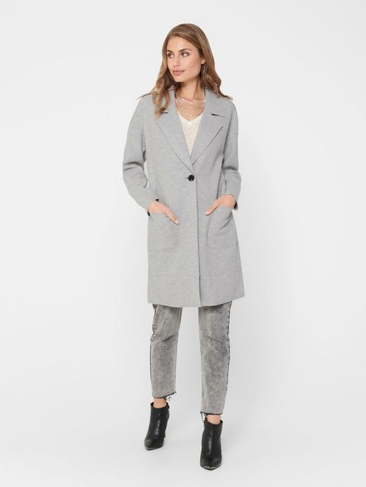 Abrigo 3/4 fino con bolsillos Only Medium Grey