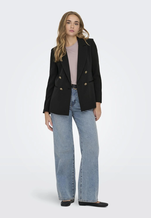 Americana cruzada botones escudo bicolor Only Black