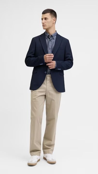 Americana de 2 botones con rombo relieve Jack & Jones Dark Navy