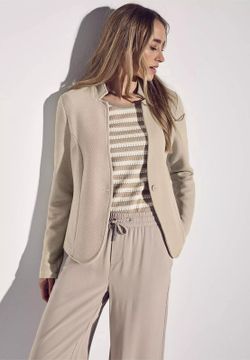 Americana de punto granulado de cuello redondo Street One Beige