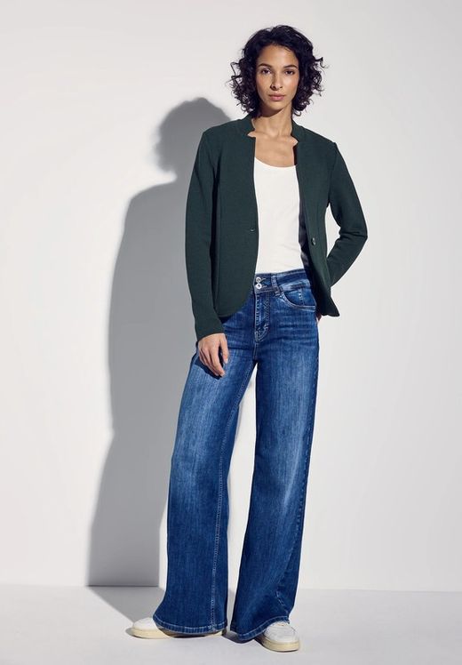 Americana de punto granulado de cuello redondo Street One Hunter Green