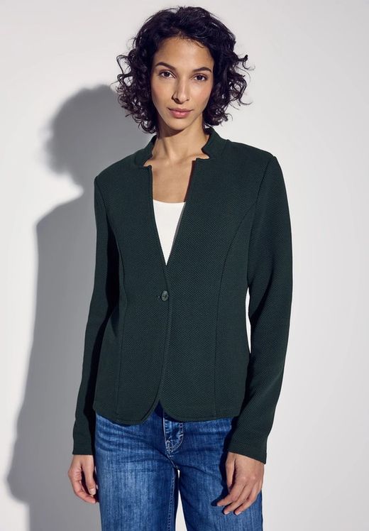 Americana de punto granulado de cuello redondo Street One Hunter Green