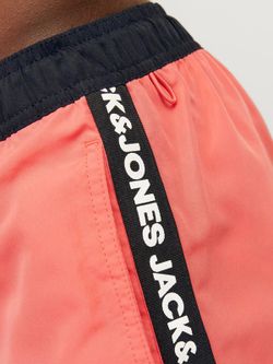 Bañador básico con banda lateral letras branding Jack & Jones Coral