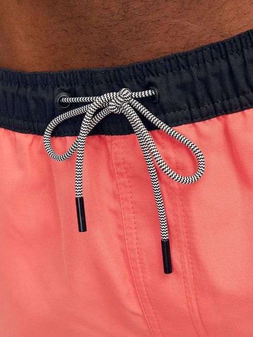 Bañador básico con banda lateral letras branding Jack & Jones Coral