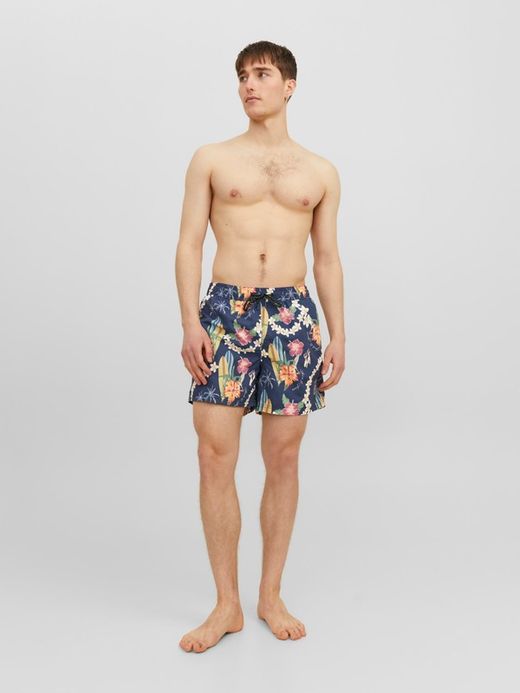 Bañador con dibujos tablas de surf & flores tropicales Jack & Jones Sky Captain