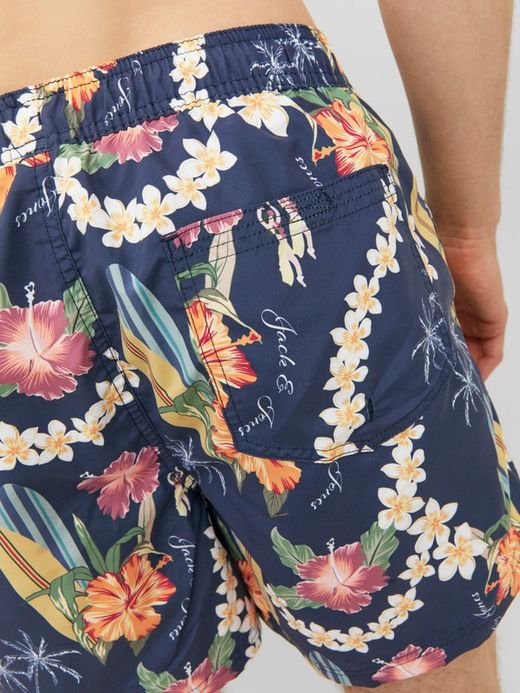 Bañador con dibujos tablas de surf & flores tropicales Jack & Jones Sky Captain